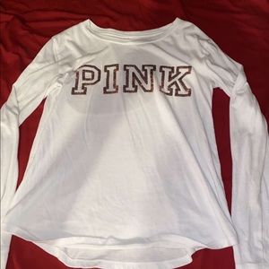 white with rose gold glitter print//medium